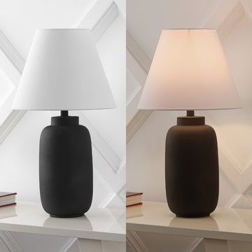 Elinore 24.5" Minimalist Scandinavian Resin/Iron Ginger Jar LED Table Lamp - JONATHAN Y